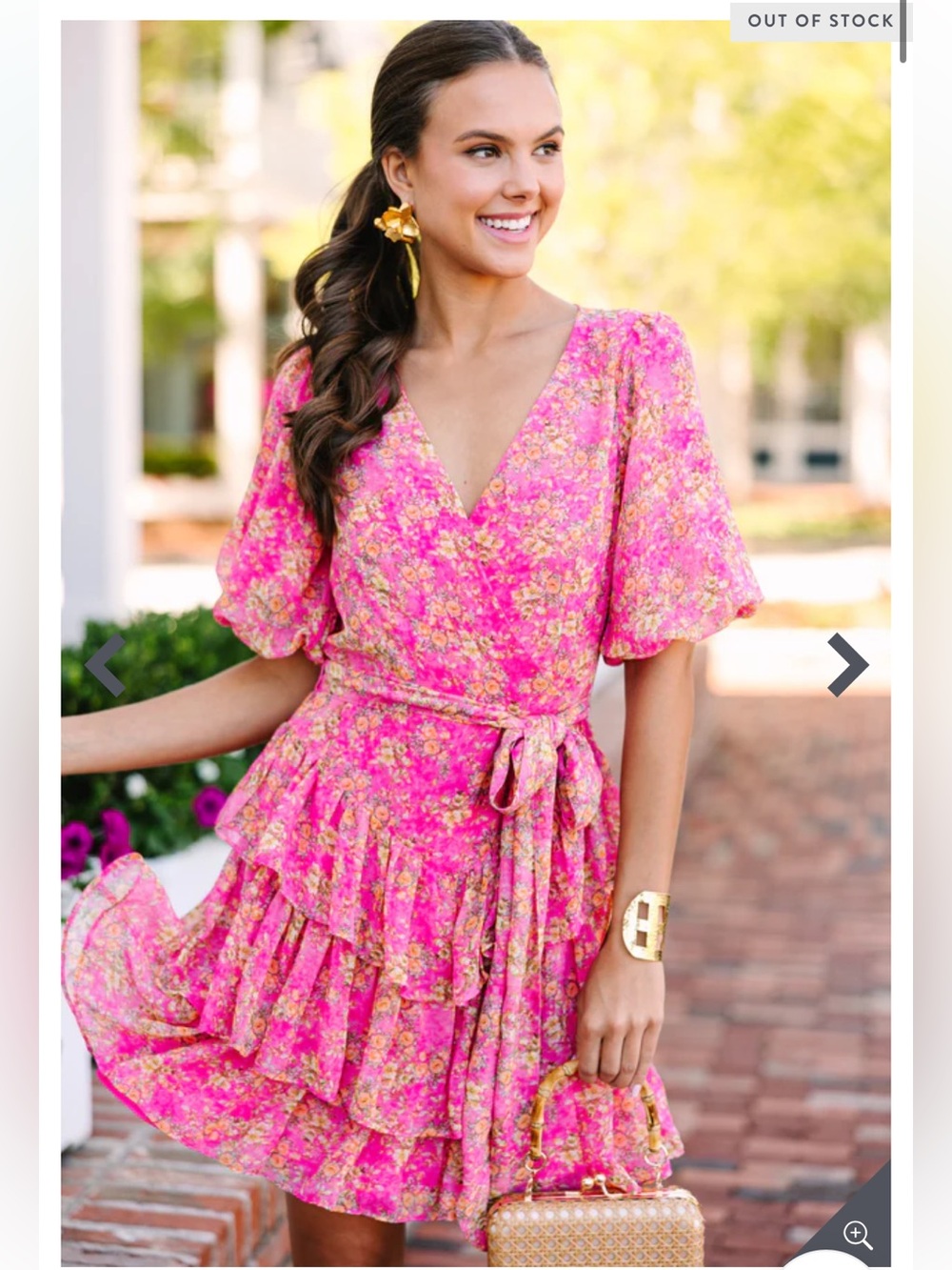 Fate: Where To Begin Fuchsia Pink Ditsy Floral Dress XS